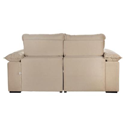 Imagem de Sofá 3 Lugares Retrátil e Reclinável Jobi com USB Veludo Bege Natural 194 cm