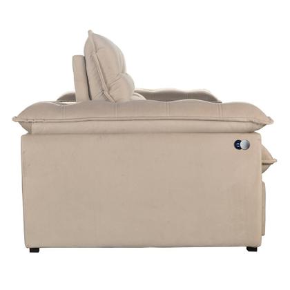Imagem de Sofá 3 Lugares Retrátil e Reclinável Jobi com USB Veludo Bege Natural 194 cm