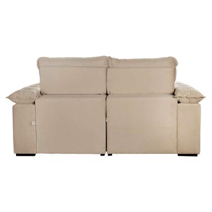 Sofá 3 Lugares Retrátil e Reclinável Jobi com USB Veludo Bege Natural 194 cm - Estofart Imagem de Sofá 3 Lugares Retrátil e Reclinável Jobi com USB Veludo Bege Natural 194 cm