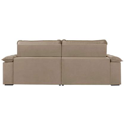Sofá 3 Lugares Retrátil e Reclinável Jobi com USB Veludo Bege Natural 234 cm - Estofart Imagem de Sofá 3 Lugares Retrátil e Reclinável Jobi com USB Veludo Bege Natural 234 cm