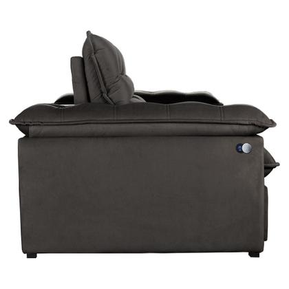 Imagem de Sofá 3 Lugares Retrátil e Reclinável Jobi com USB Veludo Cinza 194 cm