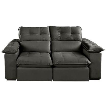 Imagem de Sofá 3 Lugares Retrátil e Reclinável Jobi com USB Veludo Cinza 194 cm