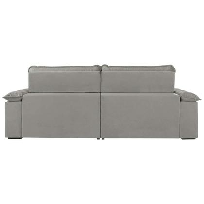 Sofá 3 Lugares Retrátil e Reclinável Jobi com USB Veludo Cinza Prateado 234 cm - Estofart Imagem de Sofá 3 Lugares Retrátil e Reclinável Jobi com USB Veludo Cinza Prateado 234 cm