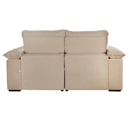 Imagem de Sofá 3 Lugares Retrátil e Reclinável Jobi Veludo Bege Natural 194 cm