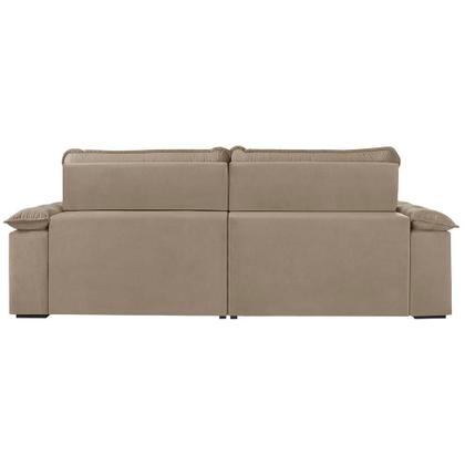 Imagem de Sofá 3 Lugares Retrátil e Reclinável Jobi Veludo Bege Natural 234 cm