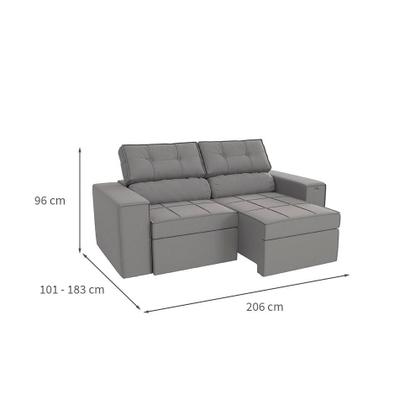 Imagem de Sofá 3 Lugares Retrátil e Reclinável Lanus Veludo Titânio 206 cm