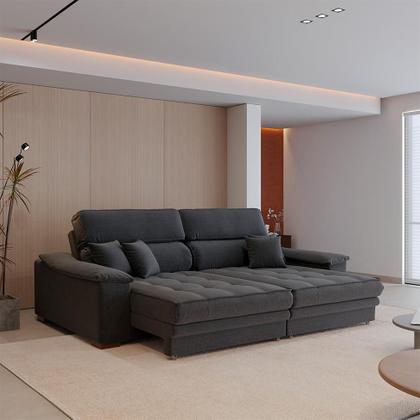 Imagem de Sofá 3 Lugares Retrátil e Reclinável Lupin Linho Grafite