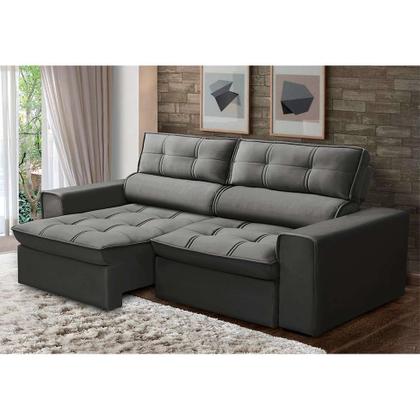 Imagem de Sofá 3 Lugares Retrátil e Reclinável Nantes Veludo Grafite 200 cm