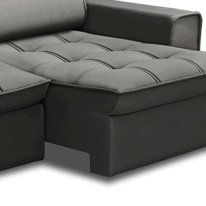 Imagem de Sofá 3 Lugares Retrátil e Reclinável Nantes Veludo Grafite 200 cm