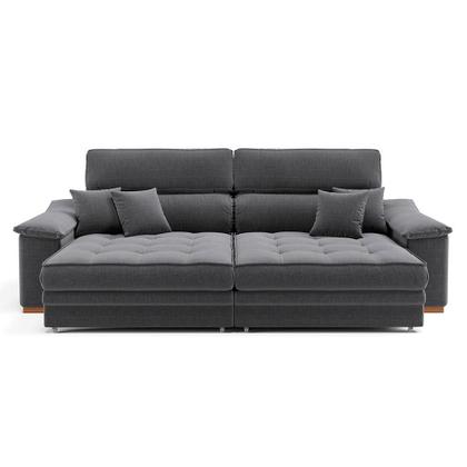 Imagem de Sofá 3 Lugares Retrátil e Reclinável Nicolas Linho Grafite