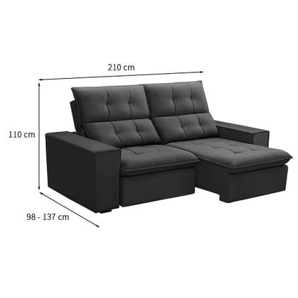 Imagem de Sofá 3 Lugares Retrátil e Reclinável Palermo Veludo Chumbo