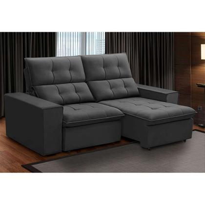 Imagem de Sofá 3 Lugares Retrátil e Reclinável Palermo Veludo Chumbo