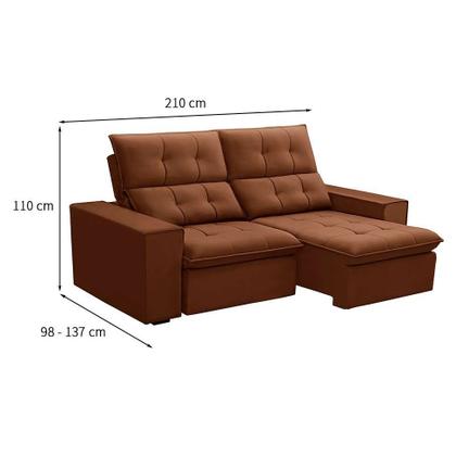 Imagem de Sofá 3 Lugares Retrátil e Reclinável Palermo Veludo Terracota