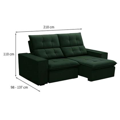 Imagem de Sofá 3 Lugares Retrátil e Reclinável Palermo Veludo Verde