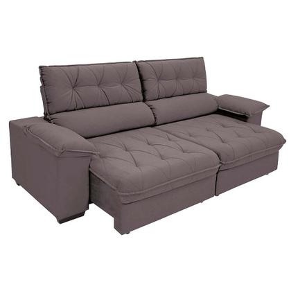 Imagem de Sofá 3 Lugares Retrátil e Reclinável Piemont Suede Bege 230 cm