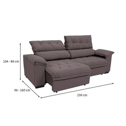 Imagem de Sofá 3 Lugares Retrátil e Reclinável Piemont Suede Bege 230 cm