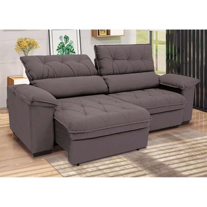 Imagem de Sofá 3 Lugares Retrátil e Reclinável Piemont Suede Bege 230 cm