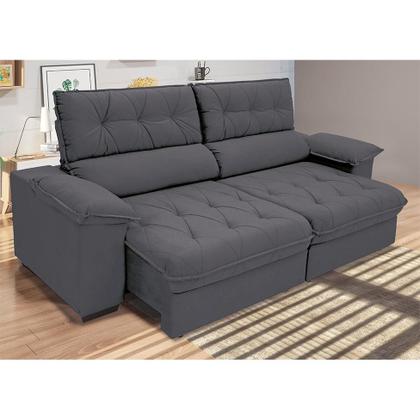 Imagem de Sofá 3 Lugares Retrátil e Reclinável Piemont Suede Cinza 230 cm