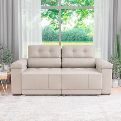Imagem de Sofá 3 Lugares Retrátil e Reclinável Smart Suede Bege