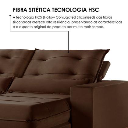 Imagem de Sofá 3 Lugares Retrátil e Reclinável Veludo 250cm X 105cm Suíça Marrom
