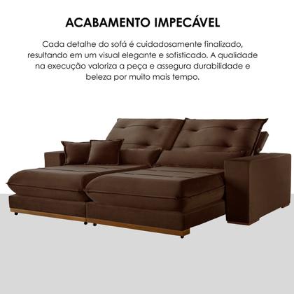 Imagem de Sofá 3 Lugares Retrátil e Reclinável Veludo 250cm X 105cm Suíça Marrom