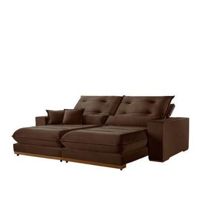 Imagem de Sofá 3 Lugares Retrátil e Reclinável Veludo 250cm X 105cm Suíça Marrom