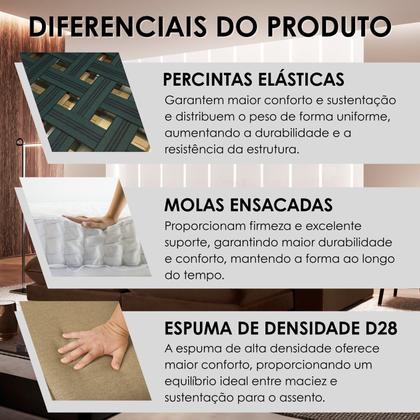 Imagem de Sofá 3 Lugares Retrátil e Reclinável Veludo 250cm X 105cm Suíça Marrom