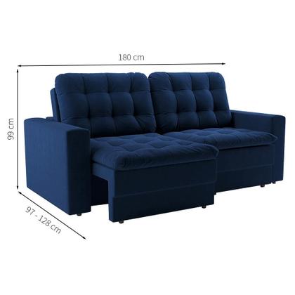 Sofá 3 Lugares Retrátil Lubeck Plush Suede Azul Marinho 180 cm - Mobly Imagem de Sofá 3 Lugares Retrátil Lubeck Plush Suede Azul Marinho 180 cm
