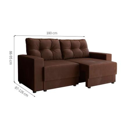 Sofá 3 Lugares Retrátil Lubeck Suede Marrom 180 cm - Mobly Imagem de Sofá 3 Lugares Retrátil Lubeck Suede Marrom 180 cm