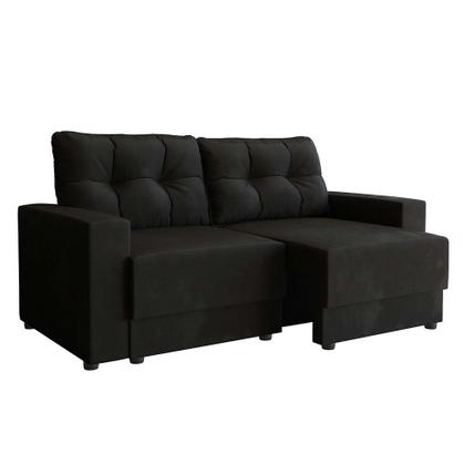 Sofá 3 Lugares Retrátil Lubeck Suede Preto 180 cm - Mobly Imagem de Sofá 3 Lugares Retrátil Lubeck Suede Preto 180 cm