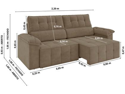 Imagem de Sofá 3 Lugares Retrátil Reclinável Veludo Santorini Besthouse