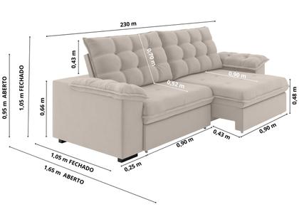 Imagem de Sofá 3 Lugares Retrátil Reclinável Veludo Vancouver Besthouse