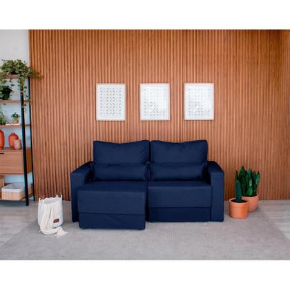 Imagem de Sofá 3 Lugares Retrátil Sochi Linho Azul Marinho