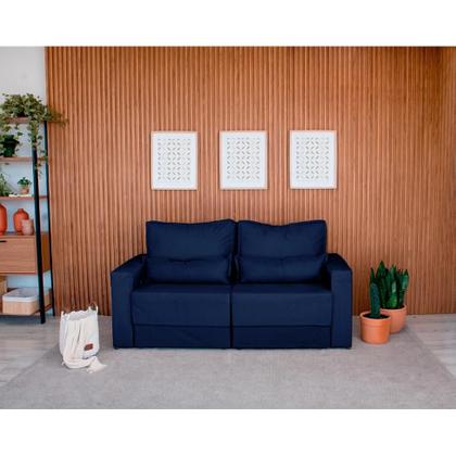 Imagem de Sofá 3 Lugares Retrátil Sochi Linho Azul Marinho
