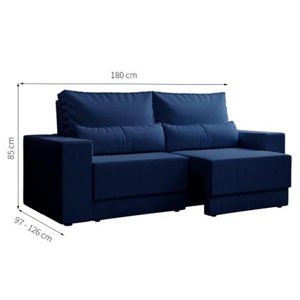 Imagem de Sofá 3 Lugares Retrátil Sochi Linho Azul Marinho