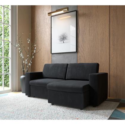 Imagem de Sofá 3 Lugares Retrátil Zoy Suede Preto