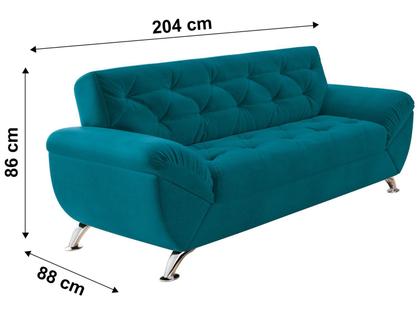 Sofá 3 Lugares Revestimento Suede Larissa Style Linoforte - Sofá 3