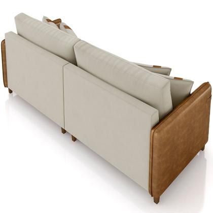 Imagem de Sofá 3 Lugares Sala de Estar Living 192cm Asbury K01 Veludo Bege material sintético Camel - Lyam Decor