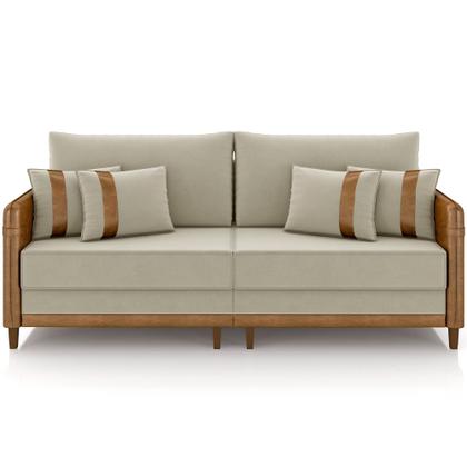 Imagem de Sofá 3 Lugares Sala de Estar Living 192cm Asbury K01 Veludo Bege material sintético Camel - Lyam Decor