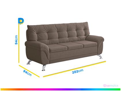 Sofá 3 Lugares Suede Atrium Linoforte Imagem de Sofá 3 Lugares Suede Atrium Linoforte