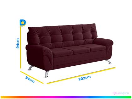 Sofá 3 Lugares Suede Atrium Linoforte Imagem de Sofá 3 Lugares Suede Atrium Linoforte