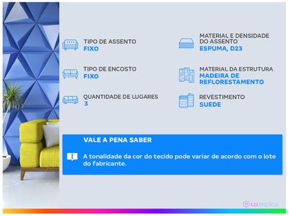 Imagem de Sofá 3 Lugares Suede Decore Cascaya Linoforte