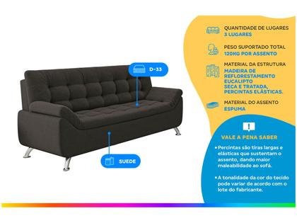Imagem de Sofá 3 Lugares Suede Linoforte Durban