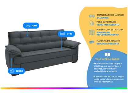 Imagem de Sofá 3 Lugares Suéde Lisboa Linoforte