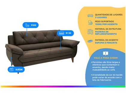 Imagem de Sofá 3 Lugares Suede Malbec Linoforte