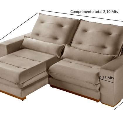 Imagem de Sofá 3 Lugares Suiça Retrátil e Reclinável Veludo 2,10M