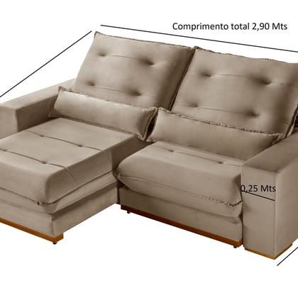 Imagem de Sofá 3 Lugares Suiça Retrátil e Reclinável Veludo 2,90M