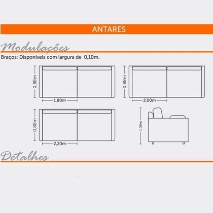 Imagem de Sofá 3 Lugares Texas Living 2m D28 Pés e Base em Madeira Linho