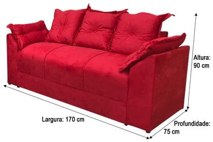 Sofá 3 Lugares Vermelho 608 Paris - Alpoim Imagem de Sofá 3 Lugares Vermelho 608 Paris