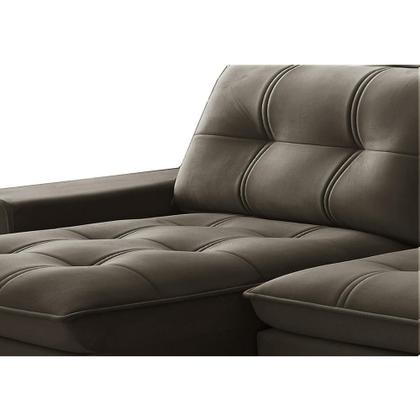 Imagem de Sofá 3L 2,3m Ret/Rec Veludo Ferguile Argos - Tabaco